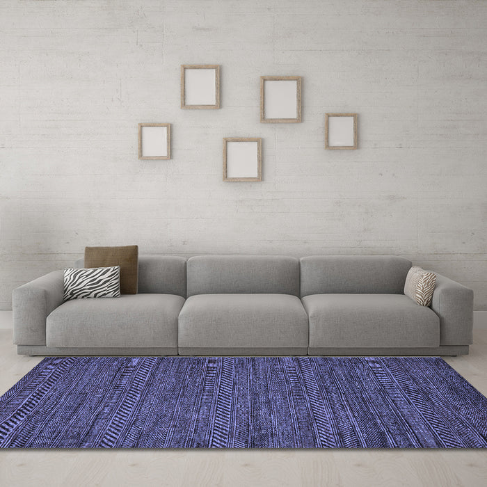 Machine Washable Abstract Blue Modern Rug in a Living Room, wshabs5486blu