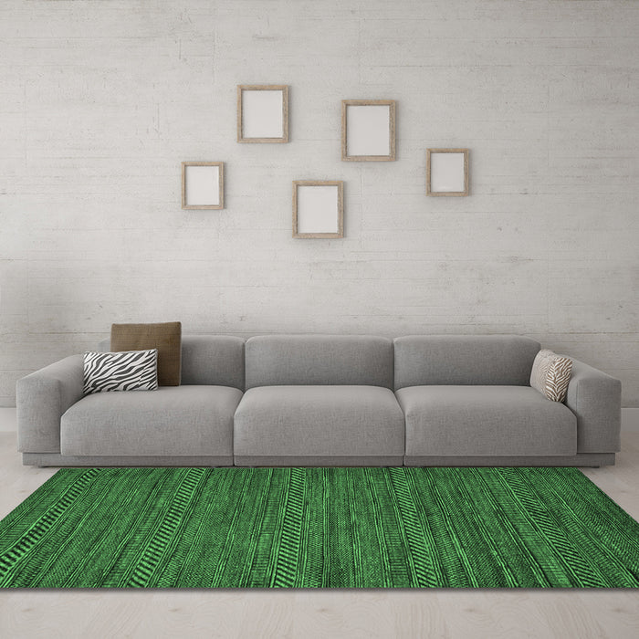 Machine Washable Abstract Emerald Green Modern Area Rugs in a Living Room,, wshabs5486emgrn