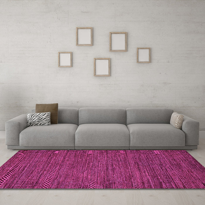 Machine Washable Abstract Pink Modern Rug in a Living Room, wshabs5486pnk