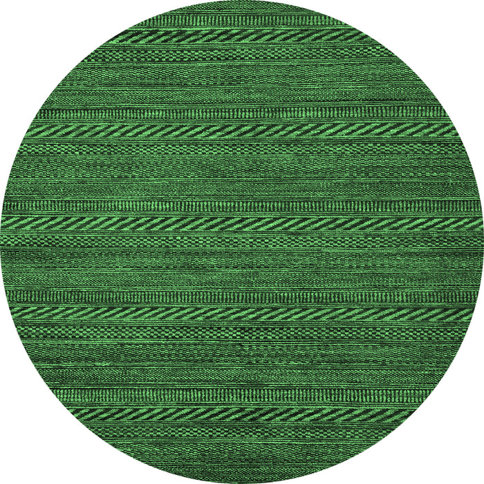 Round Machine Washable Abstract Emerald Green Modern Area Rugs, wshabs5486emgrn