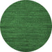 Round Machine Washable Abstract Emerald Green Modern Area Rugs, wshabs5486emgrn