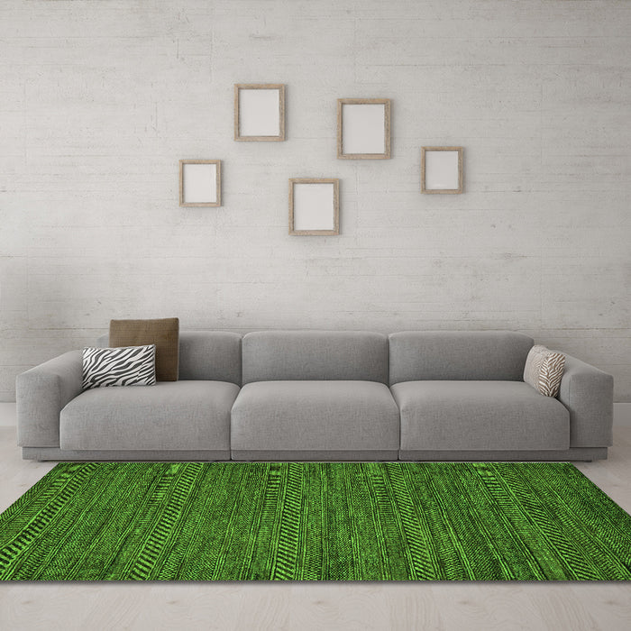 Machine Washable Abstract Green Modern Area Rugs in a Living Room,, wshabs5486grn