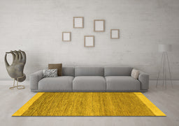 Machine Washable Abstract Yellow Modern Rug in a Living Room, wshabs5487yw