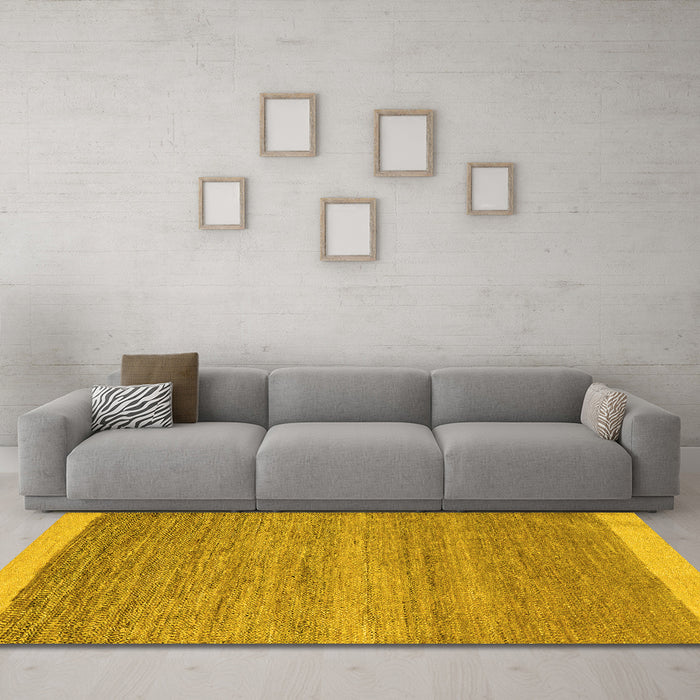 Machine Washable Abstract Yellow Modern Rug in a Living Room, wshabs5487yw