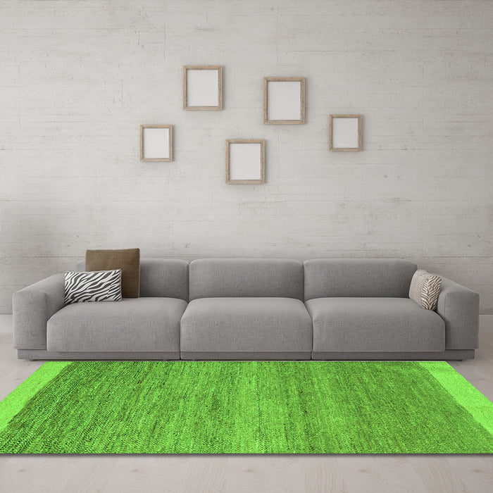 Machine Washable Abstract Green Modern Area Rugs in a Living Room,, wshabs5487grn