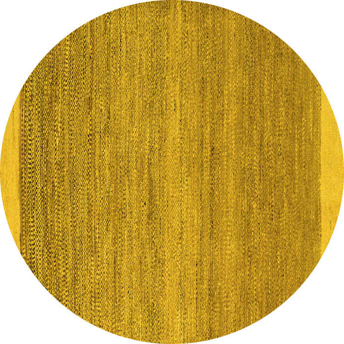 Round Abstract Yellow Modern Rug, abs5487yw