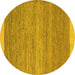 Round Abstract Yellow Modern Rug, abs5487yw