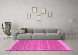 Machine Washable Abstract Pink Modern Rug in a Living Room, wshabs5487pnk
