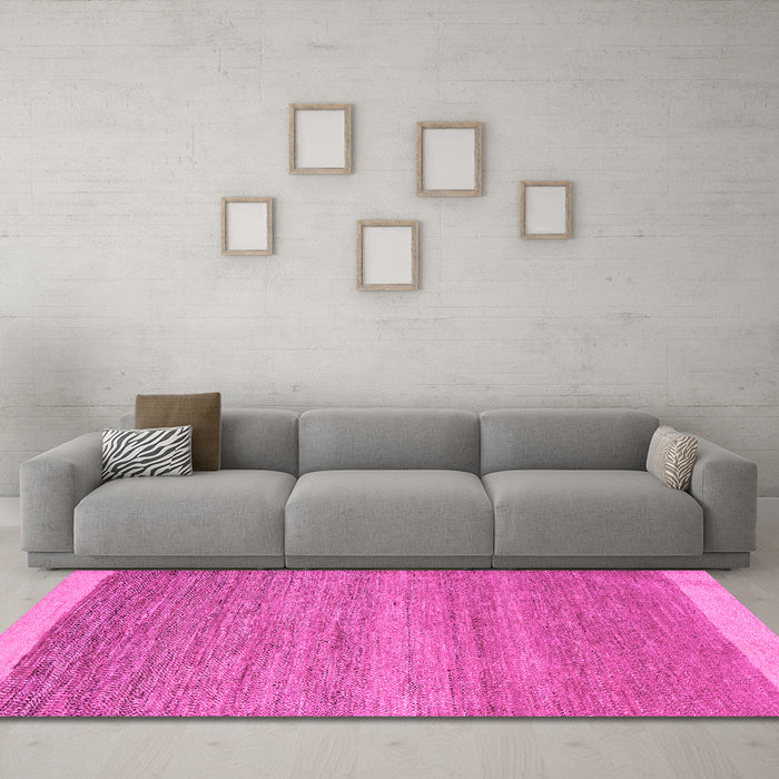 Machine Washable Abstract Pink Modern Rug in a Living Room, wshabs5487pnk