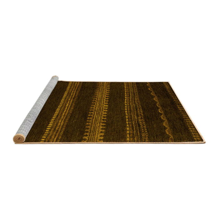 Sideview of Machine Washable Abstract Yellow Modern Rug, wshabs5488yw