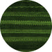 Round Machine Washable Abstract Green Modern Area Rugs, wshabs5488grn