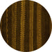 Round Abstract Yellow Modern Rug, abs5488yw