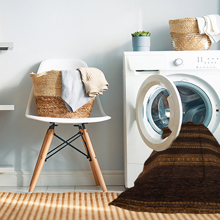 Machine Washable Abstract Sangria Brown Rug in a Washing Machine, wshabs5488