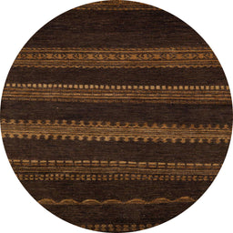 Round Machine Washable Abstract Sangria Brown Rug, wshabs5488