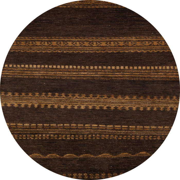 Round Abstract Sangria Brown Modern Rug, abs5488