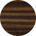 Round Abstract Sangria Brown Modern Rug, abs5488