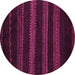 Round Machine Washable Abstract Pink Modern Rug, wshabs5488pnk