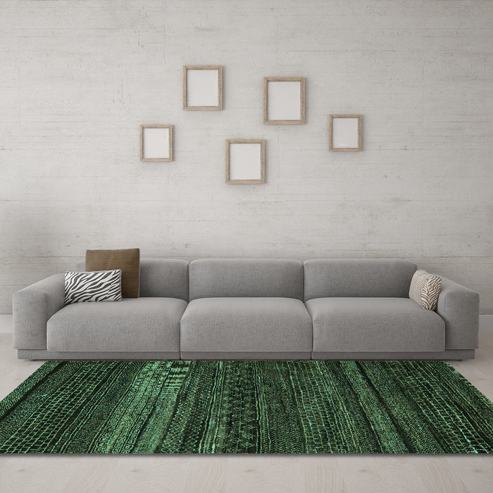 Machine Washable Abstract Turquoise Modern Area Rugs in a Living Room,, wshabs5489turq