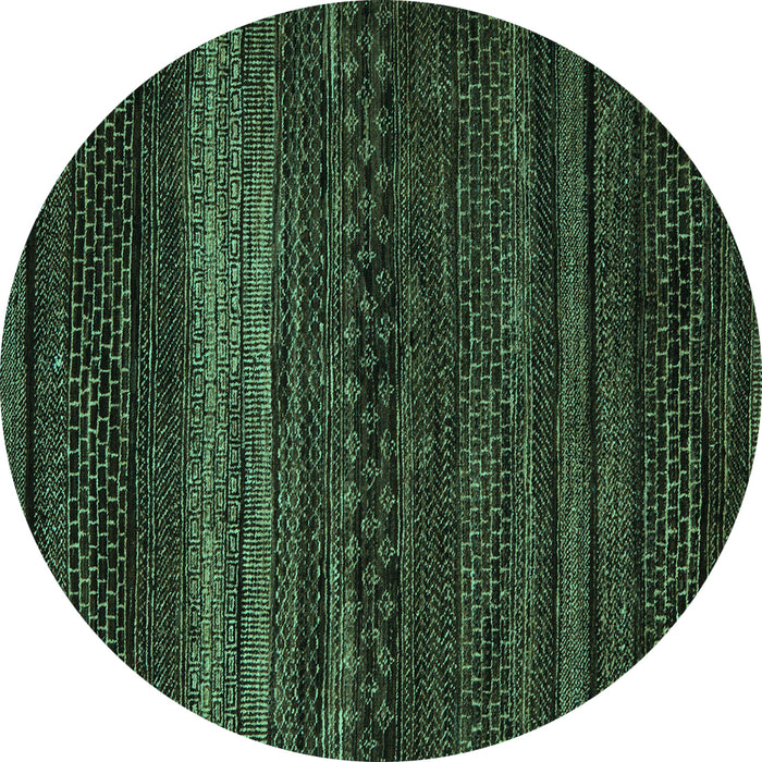 Round Abstract Turquoise Modern Rug, abs5489turq