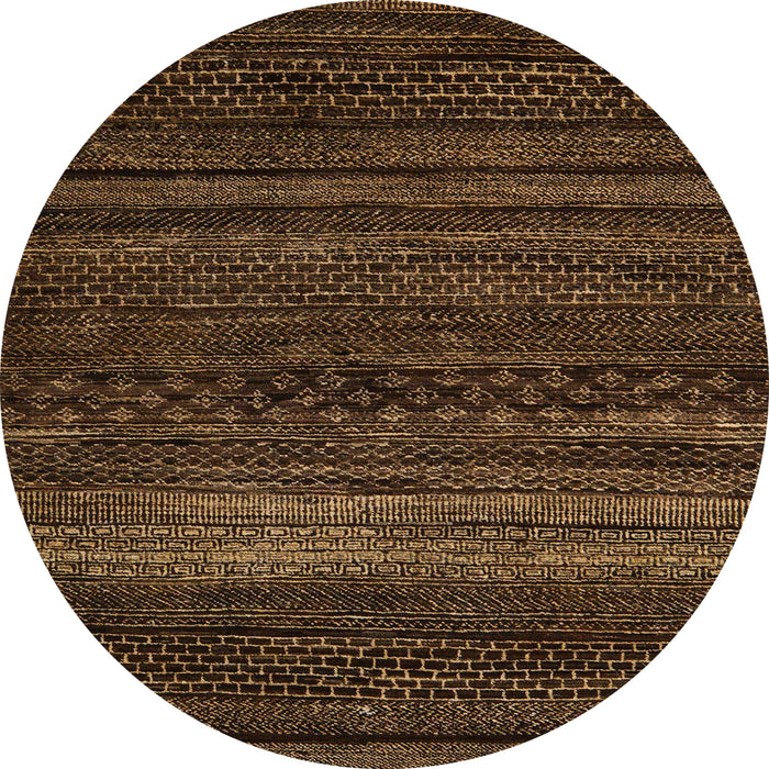 Round Machine Washable Abstract Sienna Brown Rug, wshabs5489