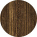 Round Machine Washable Abstract Brown Modern Rug, wshabs5489brn