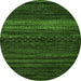 Round Abstract Green Modern Rug, abs5489grn