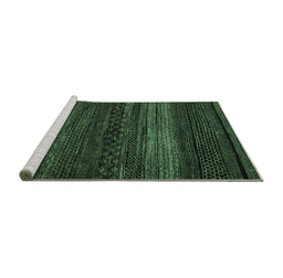 Sideview of Machine Washable Abstract Turquoise Modern Area Rugs, wshabs5489turq