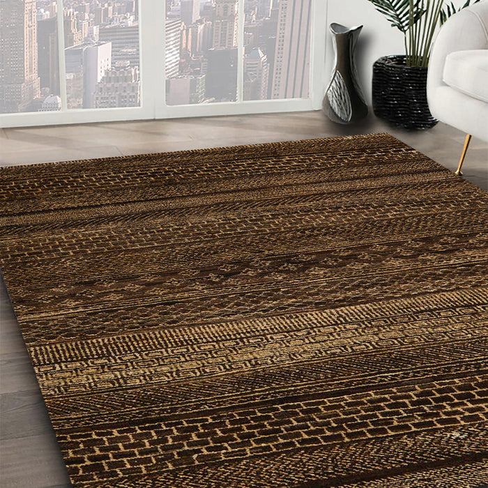 Abstract Sienna Brown Modern Rug in Family Room, abs5489