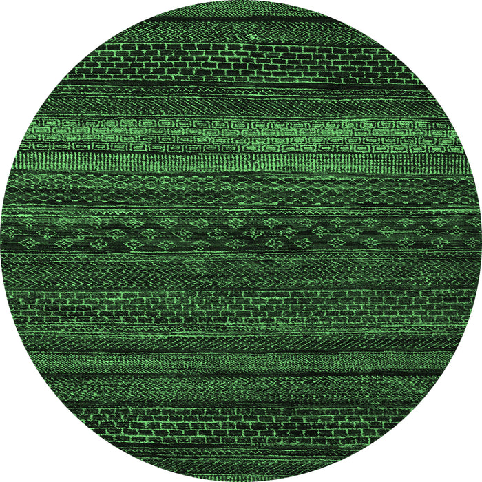 Round Abstract Emerald Green Modern Rug, abs5489emgrn