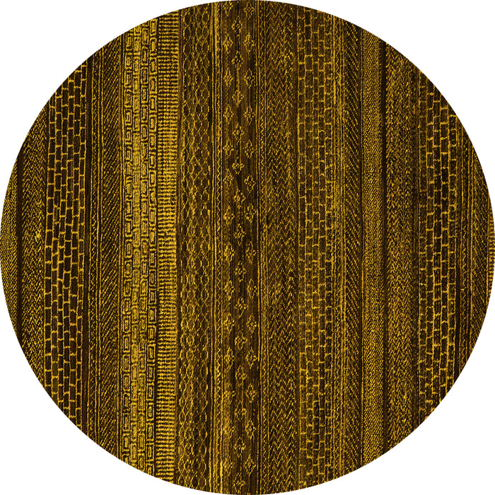 Round Machine Washable Abstract Yellow Modern Rug, wshabs5489yw
