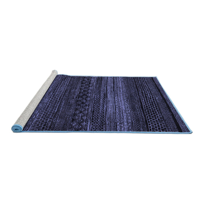Sideview of Machine Washable Abstract Blue Modern Rug, wshabs5489blu