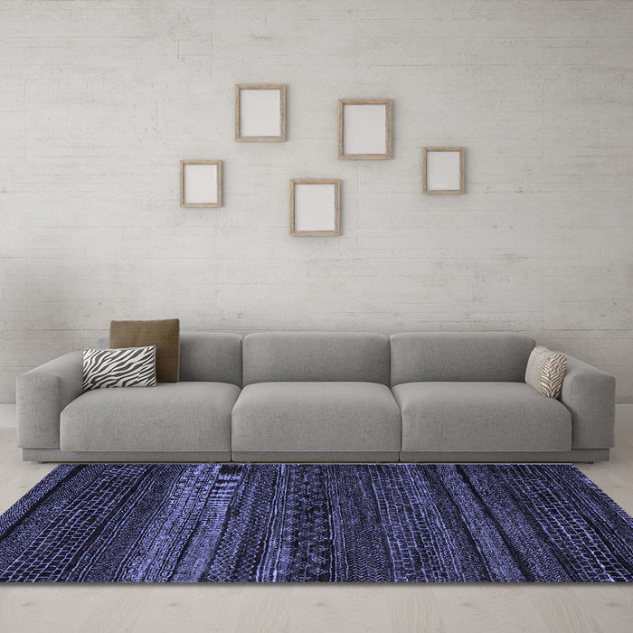 Machine Washable Abstract Blue Modern Rug in a Living Room, wshabs5489blu