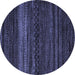 Round Abstract Blue Modern Rug, abs5489blu