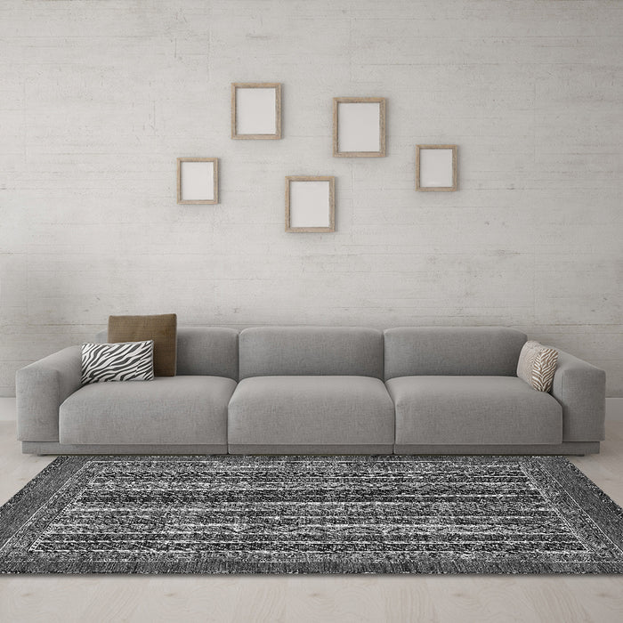 Machine Washable Abstract Gray Modern Rug in a Living Room,, wshabs548gry