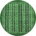 Round Abstract Emerald Green Modern Rug, abs548emgrn