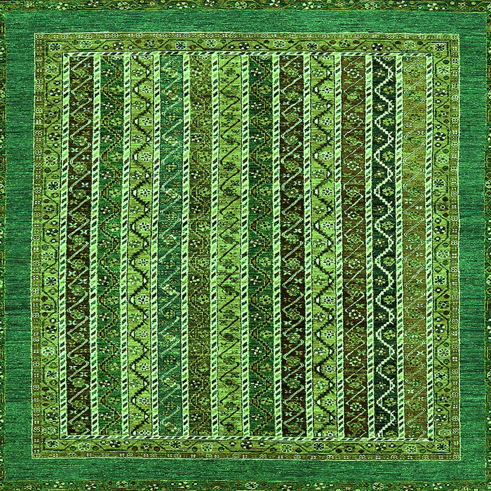 Square Machine Washable Abstract Green Modern Area Rugs, wshabs548grn