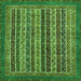 Square Machine Washable Abstract Green Modern Area Rugs, wshabs548grn