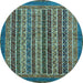 Round Abstract Light Blue Modern Rug, abs548lblu