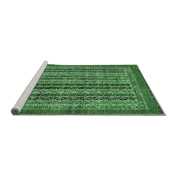 Sideview of Machine Washable Abstract Emerald Green Modern Area Rugs, wshabs548emgrn