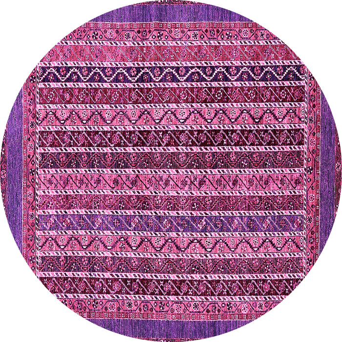 Round Machine Washable Abstract Pink Modern Rug, wshabs548pnk