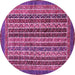 Round Machine Washable Abstract Pink Modern Rug, wshabs548pnk