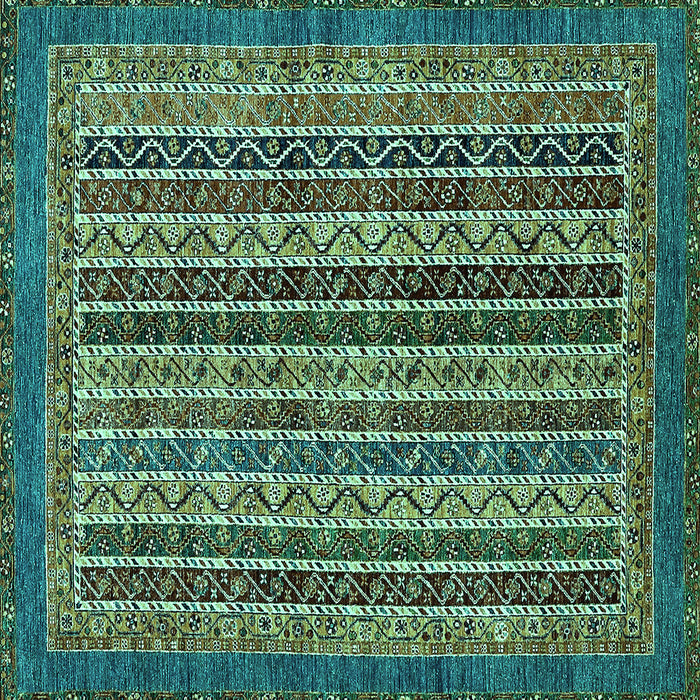 Square Machine Washable Abstract Turquoise Modern Area Rugs, wshabs548turq