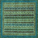 Square Machine Washable Abstract Turquoise Modern Area Rugs, wshabs548turq