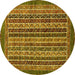 Round Abstract Yellow Modern Rug, abs548yw