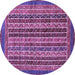 Round Machine Washable Abstract Purple Modern Area Rugs, wshabs548pur