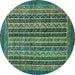 Round Abstract Turquoise Modern Rug, abs548turq