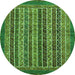 Round Abstract Green Modern Rug, abs548grn