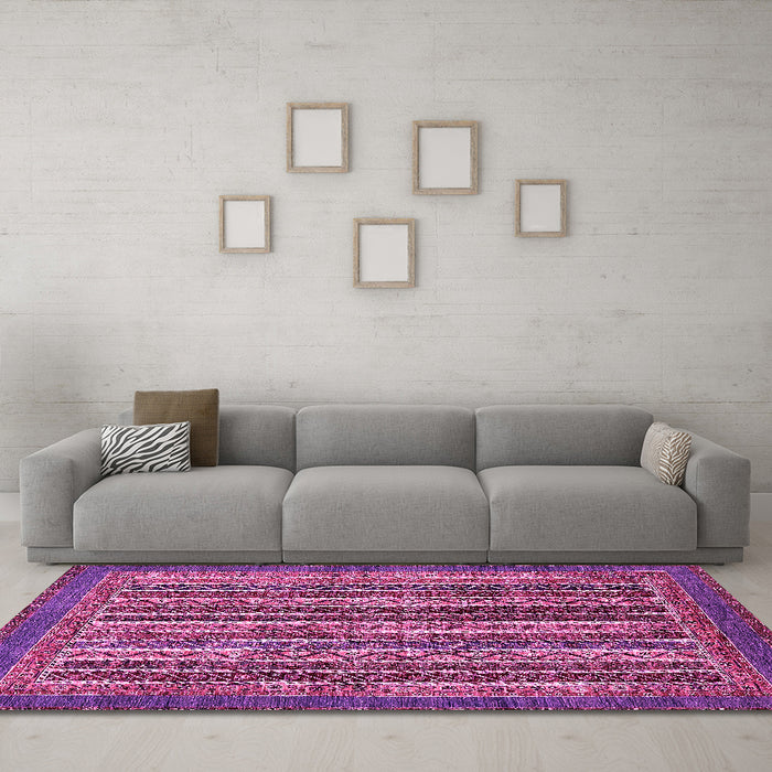 Machine Washable Abstract Pink Modern Rug in a Living Room, wshabs548pnk