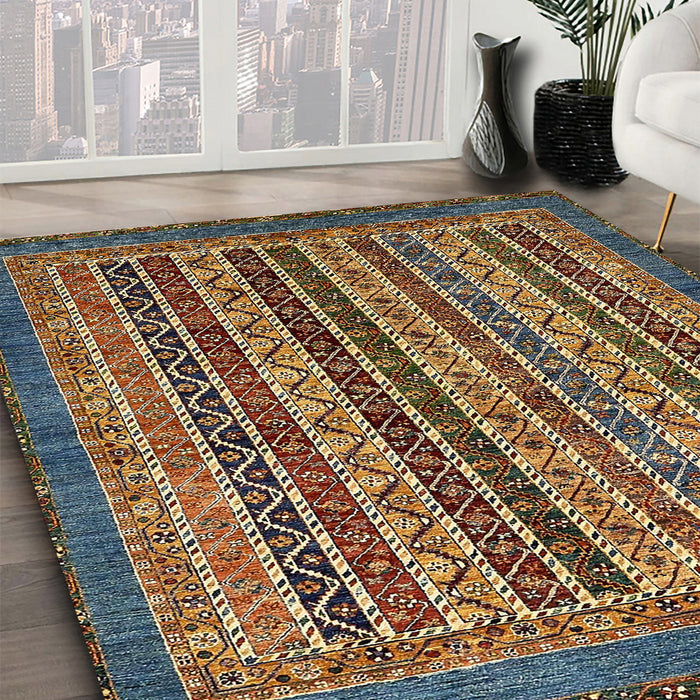 Machine Washable Abstract Bakers Brown Rug in a Family Room, wshabs548