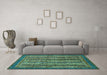 Machine Washable Abstract Turquoise Modern Area Rugs in a Living Room,, wshabs548turq